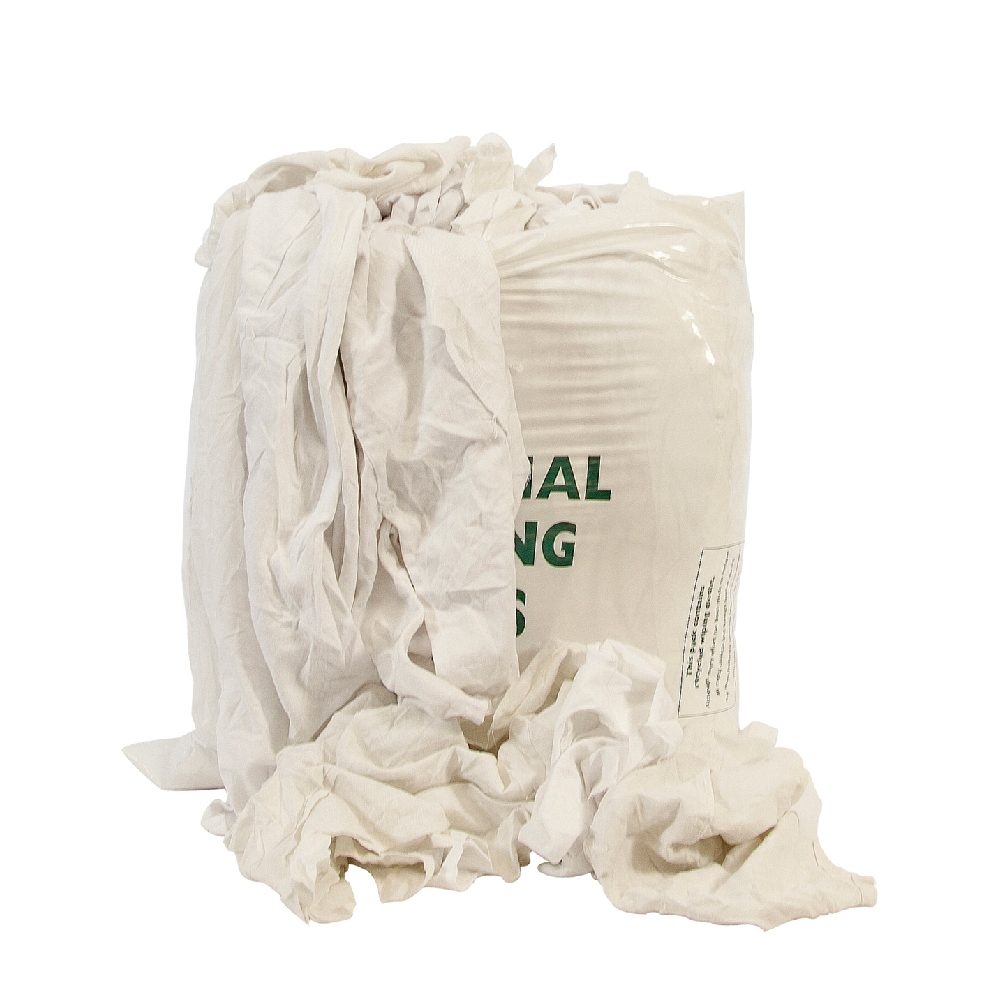 10KG POLY-PACK : WHITE COTTON MIXTURE POLISHING RAGS / CLEANING